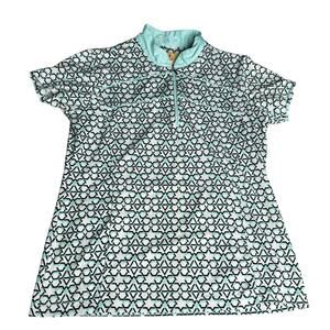 Sport Haley Women’s Golf Polo Shirt Medium Blue Geometric Print Short Sleeve